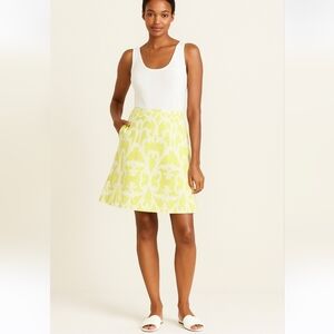 J. Crew Lime Green and White A-Line Skirt Knee-Length, Size 8